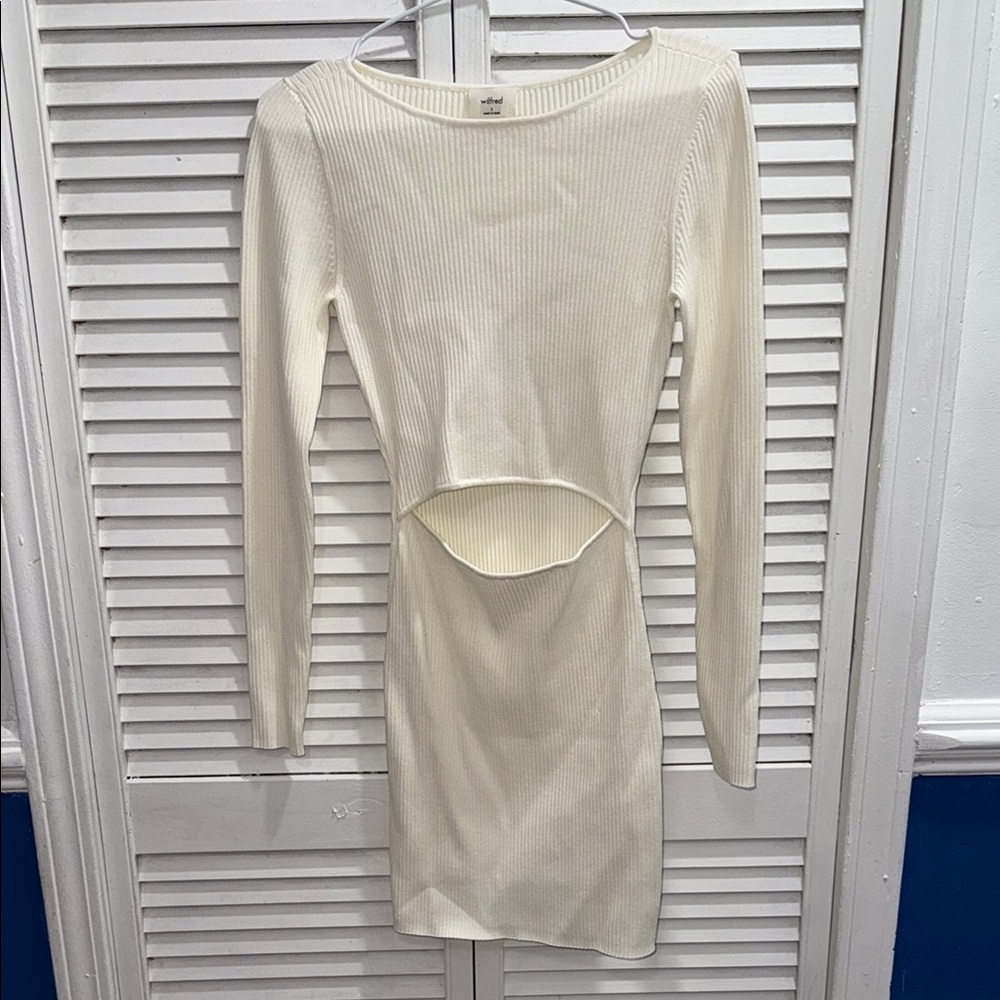 Wilfred Ivory Long Sleeve Cut-Out Dress